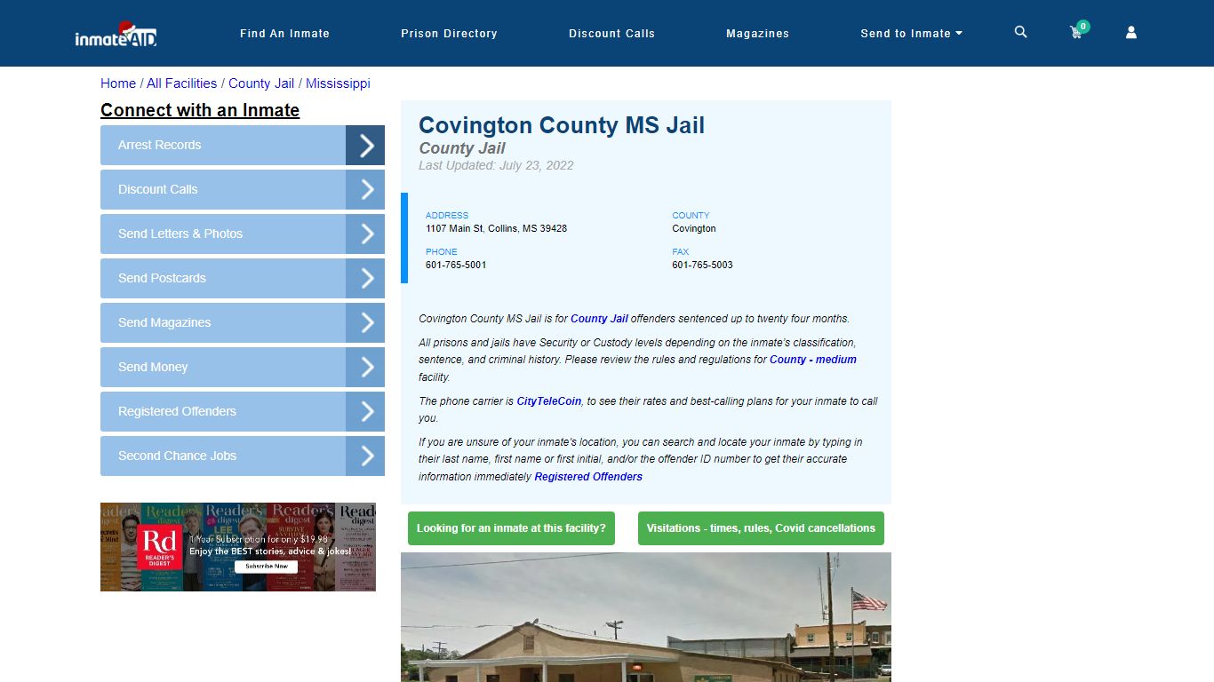Covington County MS Jail - Inmate Locator - Collins, MS
