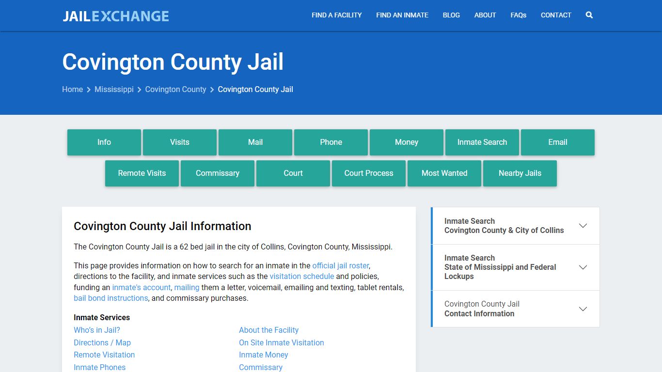 Covington County Jail, MS Inmate Search, Information